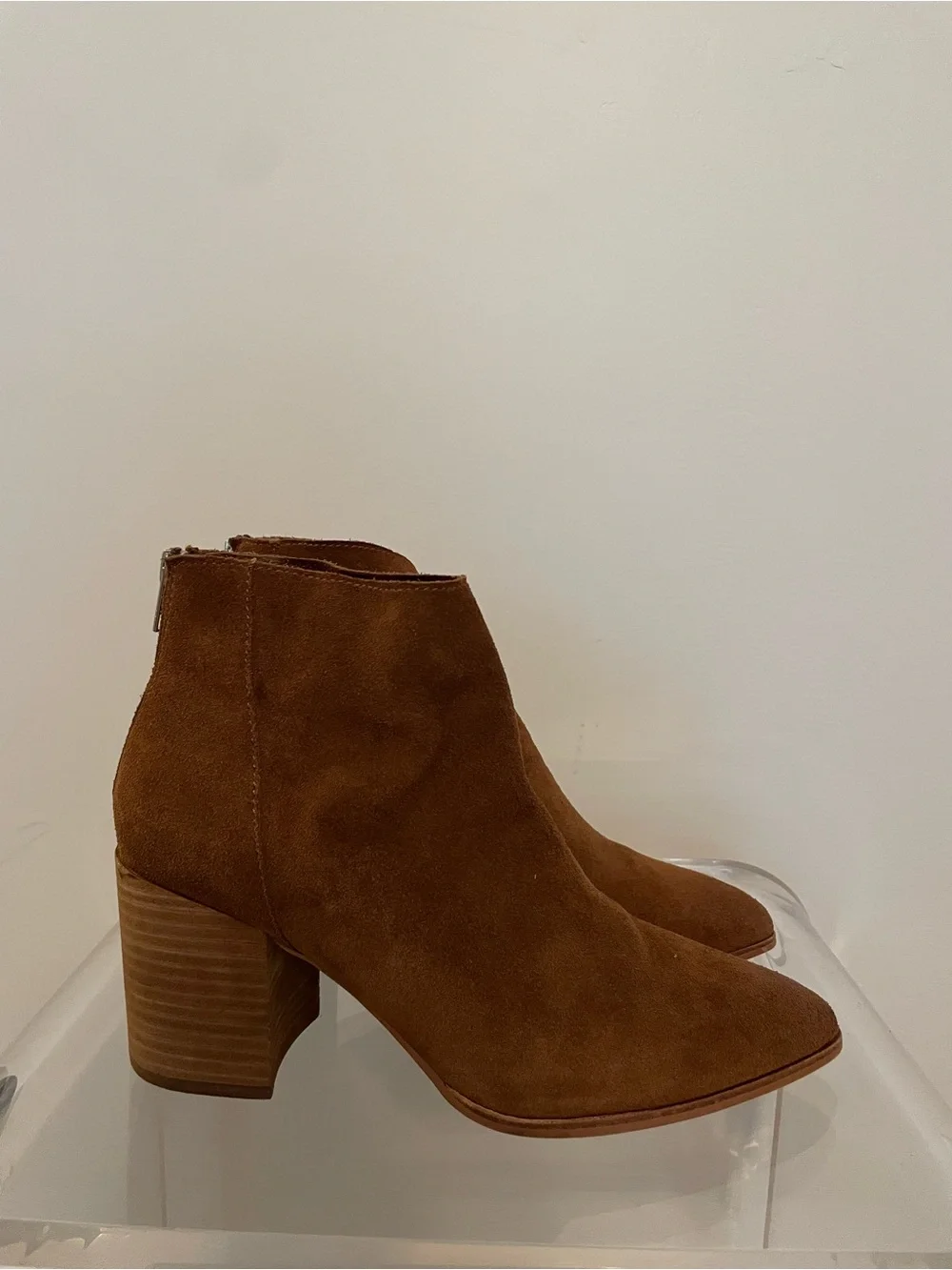 Steve Madden Women’s Cognac Brown Suede Pointed-Toe Ankle Boots Size 10